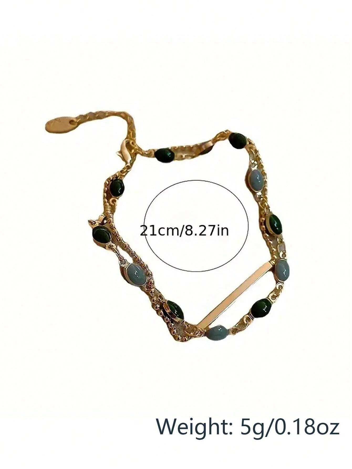 1pc Vintage Double Layer Bracelet, Simple Green Bracelet, Delicate Elegant Fine Jewelry, The Perfect Gift For Couple/Women