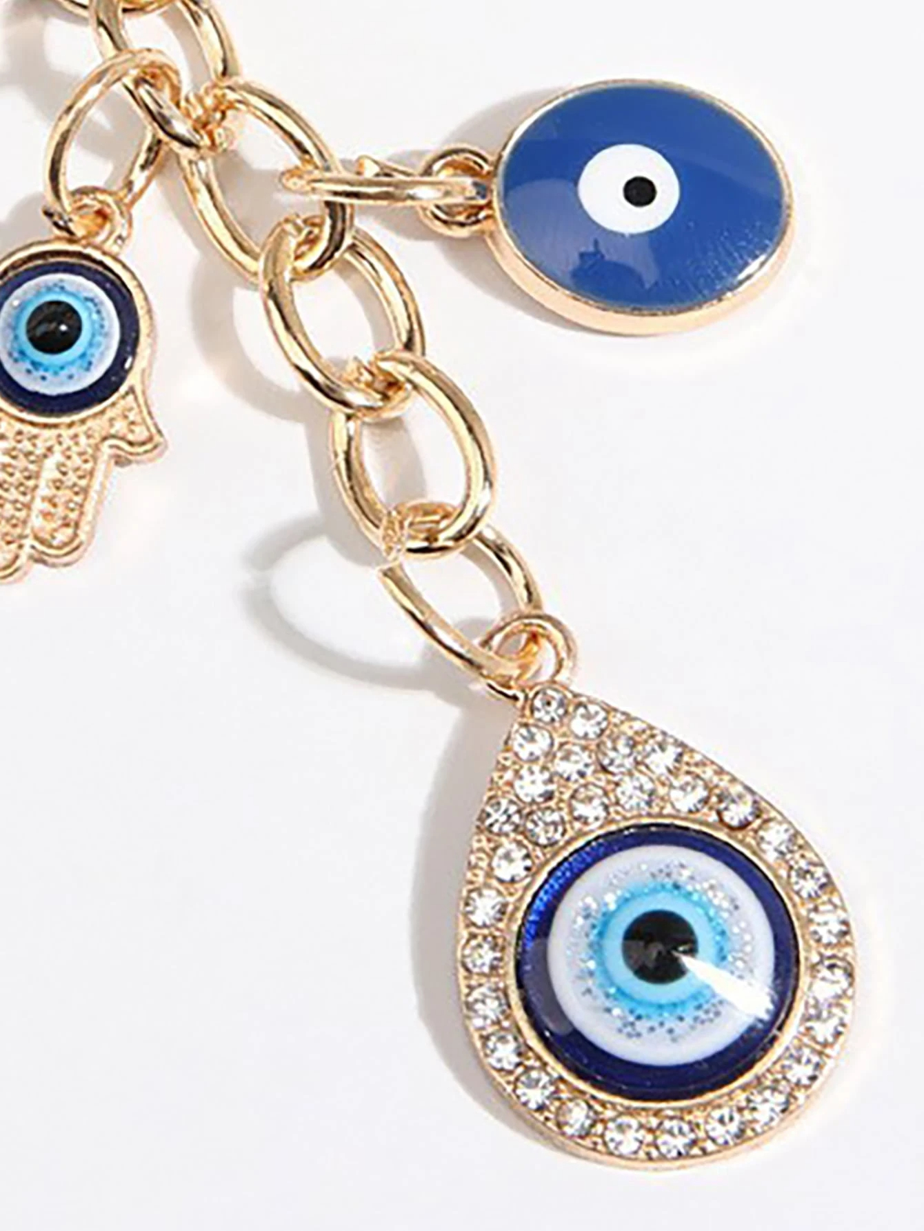 Street Hamsa Hand & Evil Eye Charm Keychain, Evil Eye Keychain, Turkish Hamsa Hand Keychain, Women's And Men's Handbag Keyring Car Accessories Bag Charm School Cute Goth Y2k