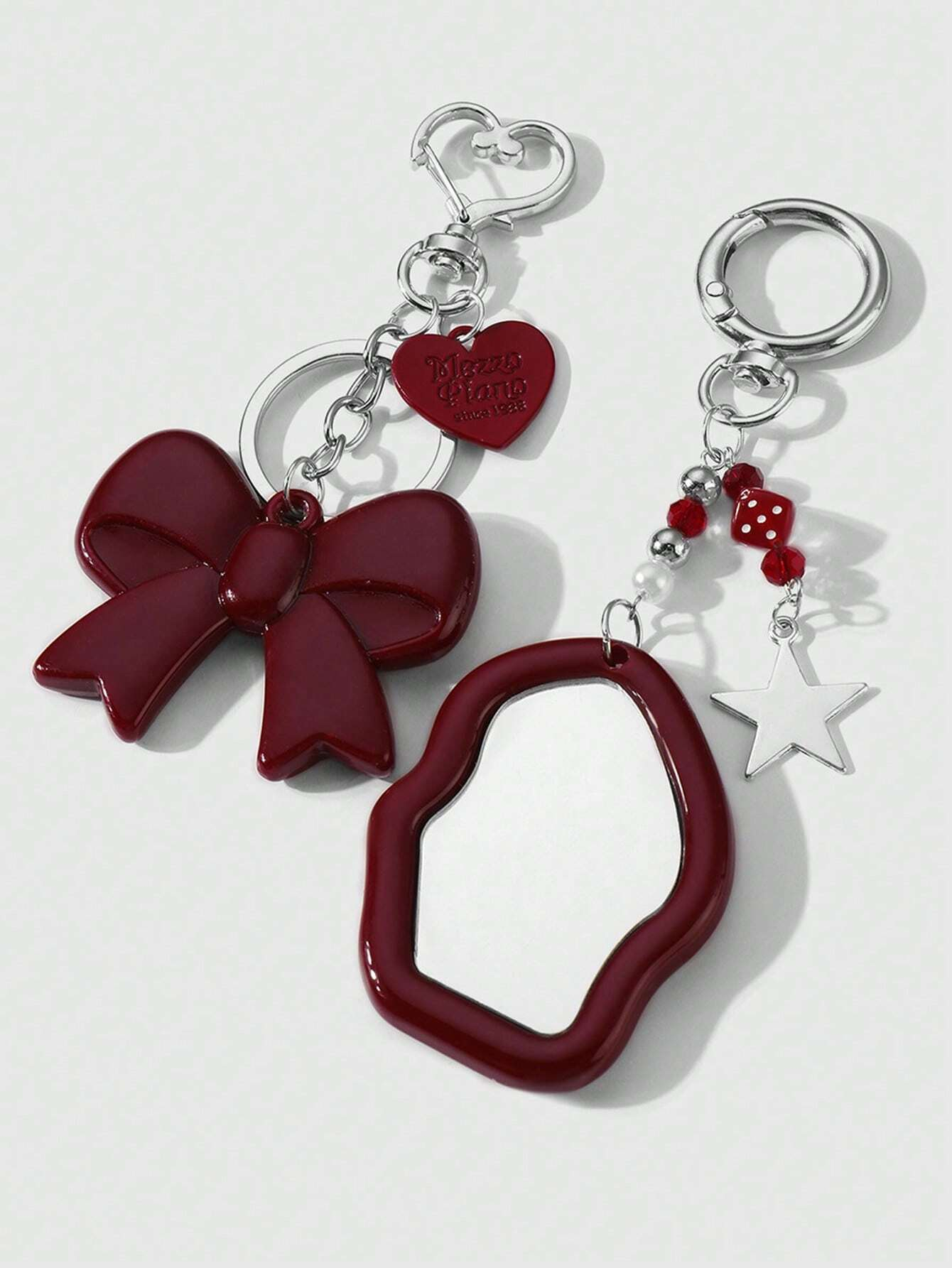 1pc Y2K Style Acrylic Bowknot Cloud Mini Mirror Star Keychain Bag Charm, Elegant Girlfriend/Sister/Friend Gift For Valentine's Day Car Accessories School