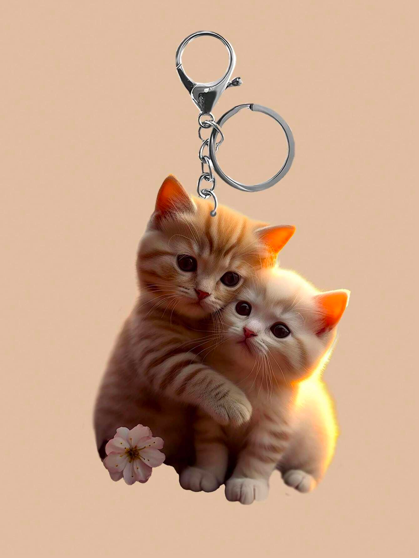 1pc Casual Cute Couple Hugging Cat Pattern Keychain, 2D Acrylic Design Decor, Adorable Style Gift For Women, Lovely Accessory, Backpack Pendant, Car Hanging Valentine's Day Valentines Car Accessories Bag Charm Backpack For School Goth Y2k