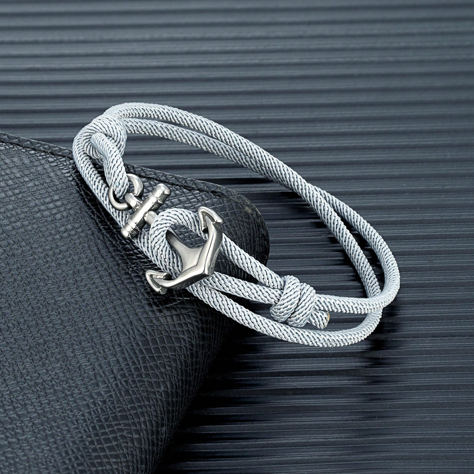 1pc Nautical Style Men's Adjustable Handmade Anchor Bracelet, 3mm Fine Rope Multi-Layer Jewelry Accessory
