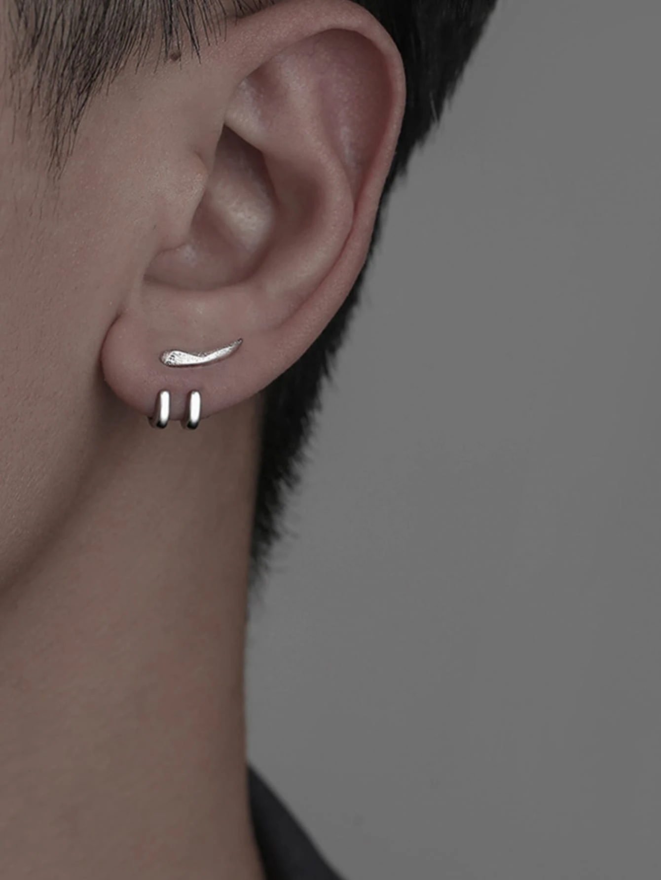 1pair Vintage Charm Punk Earring For Men Detachable Dual Purpose Stud Earring Prong Ear Men