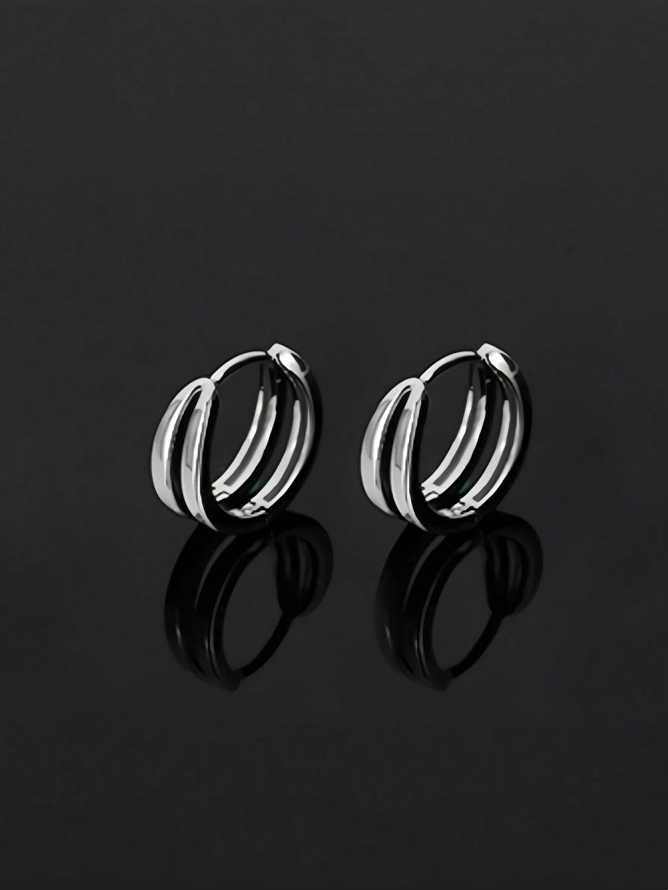 1 Pair Minimalist Double-Layer Arc Hoop Earrings, Suitable For Men Everyday, Festival, Party Wear