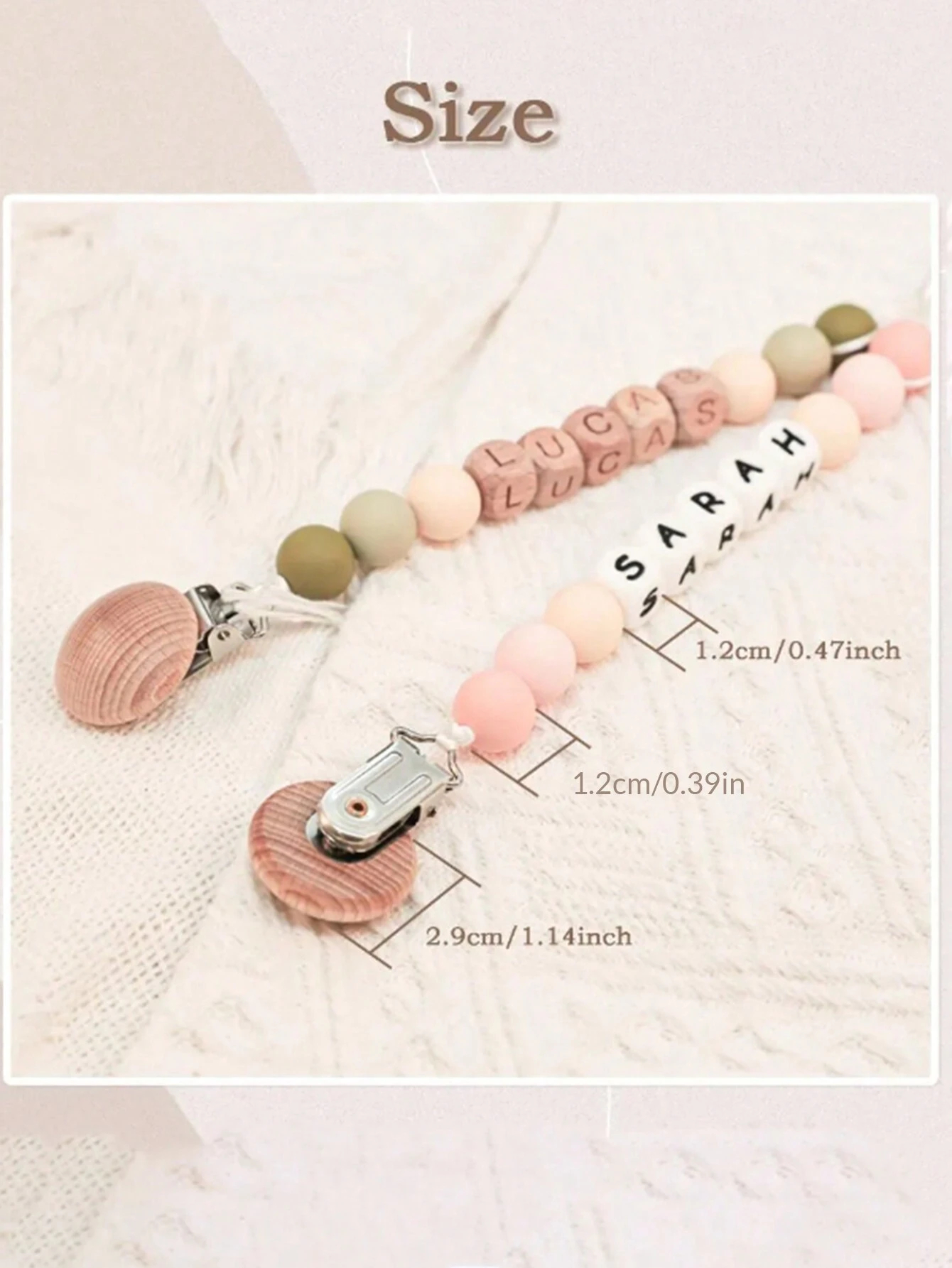 1pc Personalized Pacifier Clip Custom Baby Pacifier Clip DIY Customized Name Mouth Clip Mouth Chain - Friend Gift/Comfort Gift/Wooden Chain Gift/Holiday Gift/Birthday Gift/New Year Gift, Baby's First Gift Fashionable, Stylish, Cute Custom, Personalized, Unique Ideal Gifts For Her Her, Boyfriend, Girlfriend, Dad, Mom, Family, Friends, Pets, Workers, Kids, Custom, Personalized, Unique, Ideal Gifts For Him, For Anniversaries, For Valentine's Day, For Mother's Day, For Weddings, For Housewarming
