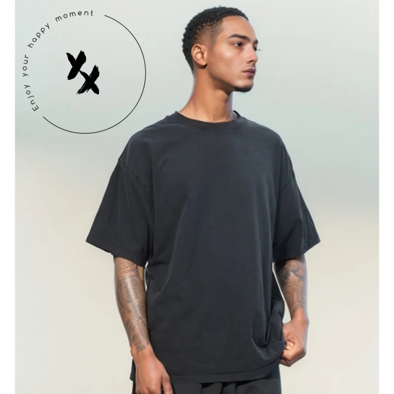 Vintage Heavyweight Streetwear Fashion Cotton Acid Wash Short Sleeve Tshirt For Men