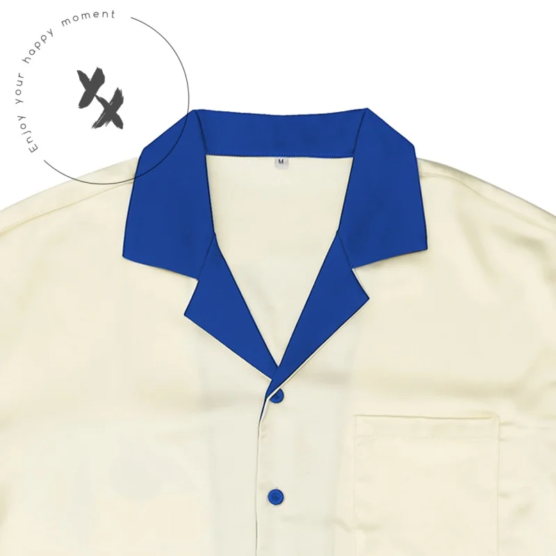 Customizable summer thin and loose large casual design American simple antique collar short-sleeved men's shirt