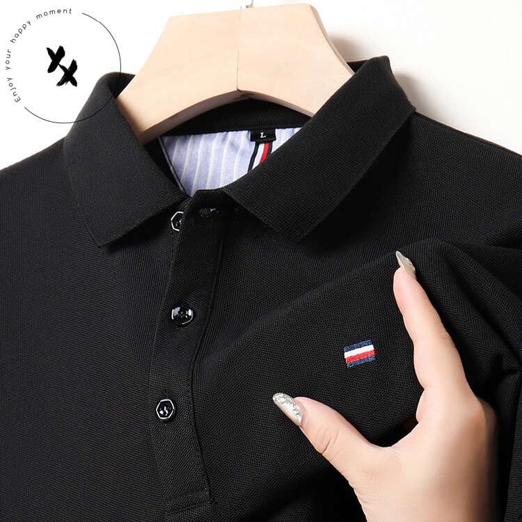 Men's brand Polo shirt size 3xl is in hot sale. Long-sleeved solid-color golf shirt with collar buckle, formal knitted shirt