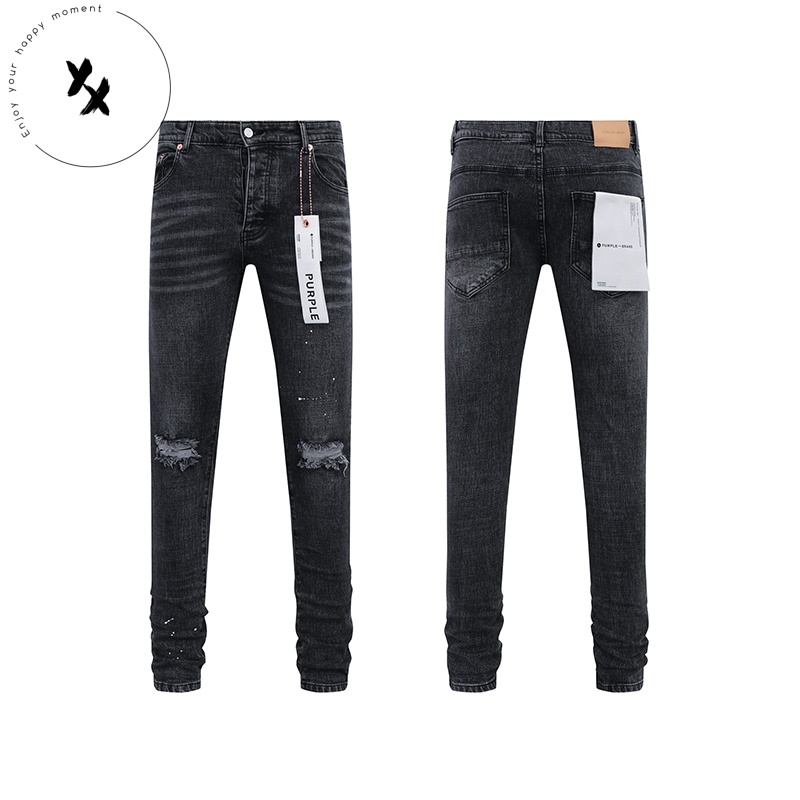 Fashion High Street Brand Men Jeans Distressed Hole Patches Repair Pants Low Rise Skinny Tassel Full Length Denim Jeans