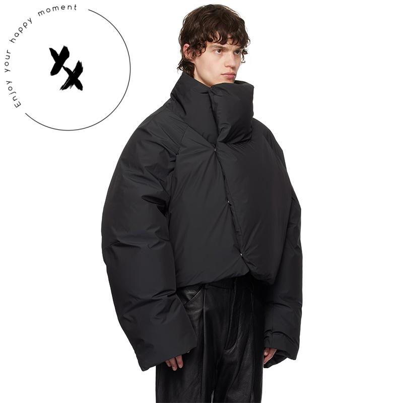 Customizable black nylon waterproof chimney collar luxury down jacket 