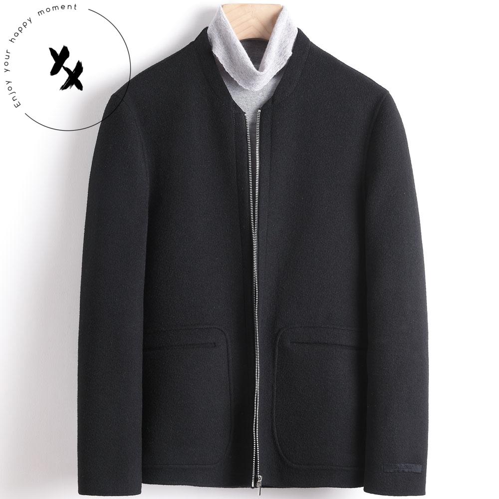 Light Luxury Men's Autumn Winter Slim-fit Jacket Simple Fashionable Double-sided Wool Coat With Baseball Collar