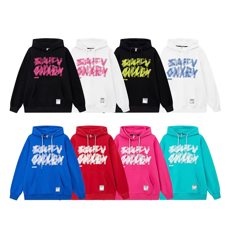 High-quality 100% cotton heavyweight puff screen printed solid color men's sweatshirt