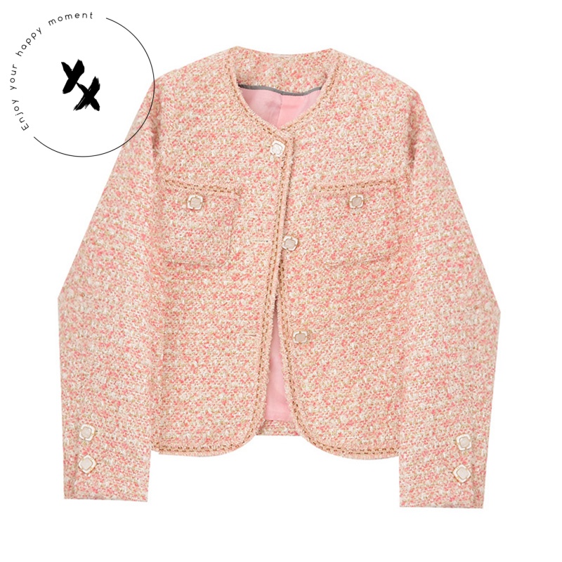 Spring Lady Elegant Sweater Cardigans Women Socialite Style Tweed Wool Coats