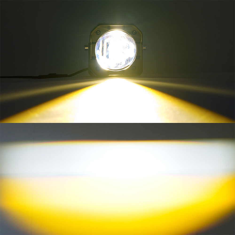 Su7 50w LED Spot Light for Motorcycles/suvs/trucks, Dual Color, 12-60v Wide Voltage, Far/near Beam with Flash Warning, Waterproof Off-Road Lamp