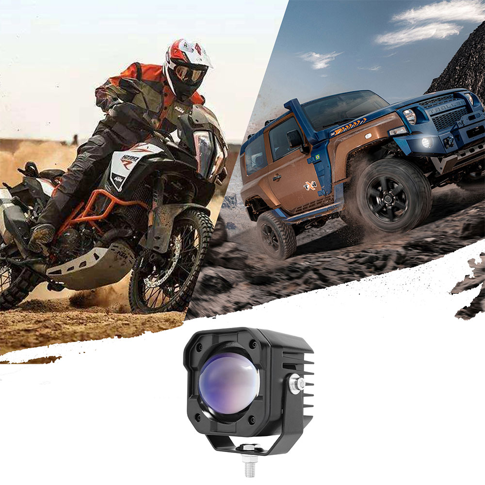 Su7 50w LED Spot Light for Motorcycles/suvs/trucks, Dual Color, 12-60v Wide Voltage, Far/near Beam with Flash Warning, Waterproof Off-Road Lamp