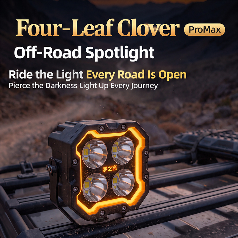 660W 4-LED Offroad LED Pod Lights, Four-Leaf Clover Pro Max Square LED Work Light with Amber DRL Daytime Running Light, IP68 Waterproof Driving Fog Light for SUV Truck Pickup ATV UTV Bumper Roof Rack