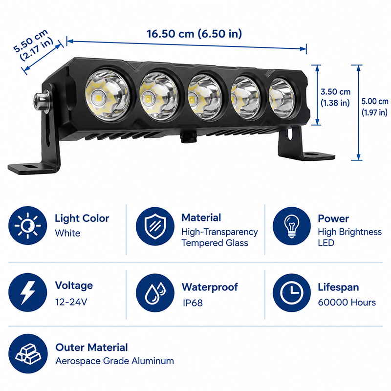 300W Single Row LED Light Bar, IP68 Waterproof Offroad Auxiliary Driving Light, 12V-24V White LED Pods, 60000LM Super Bright Spot Beam Work Light for Truck SUV ATV UTV Pickup Jeep