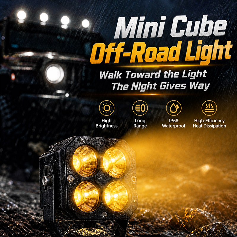 450W Mini Cube LED Offroad Light, 80000LM Spot Flood LED Pods IP68 Waterproof for Truck Jeep ATV UTV