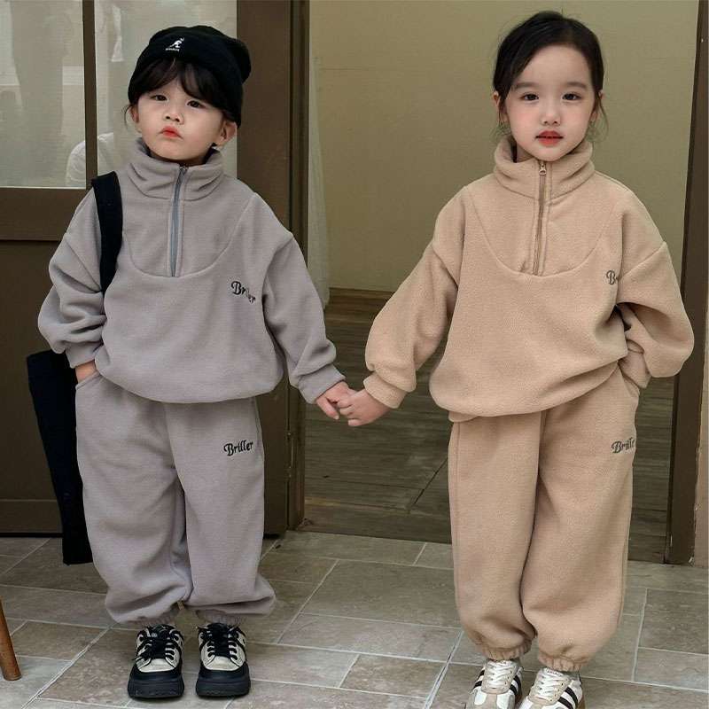 01 Children's autumn and winter polar fleece suit New spring and autumn baby clothes