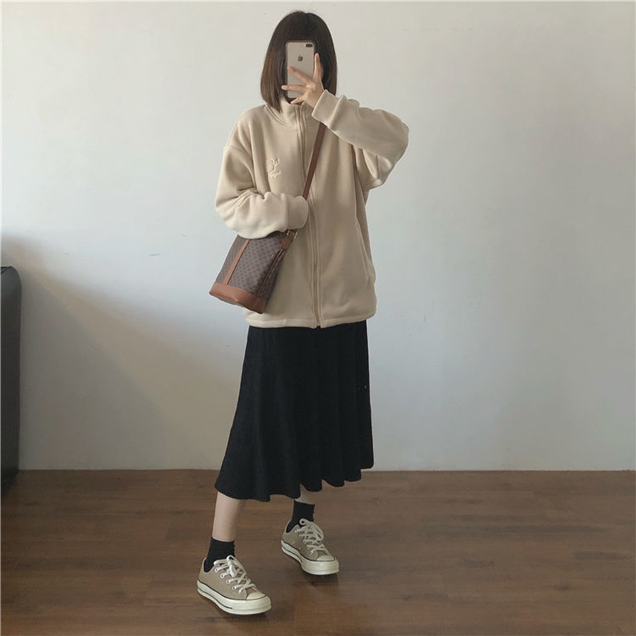 05 New winter polar fleece jacket for women, autumn and winter lamb wool plus fleece sweatshirt