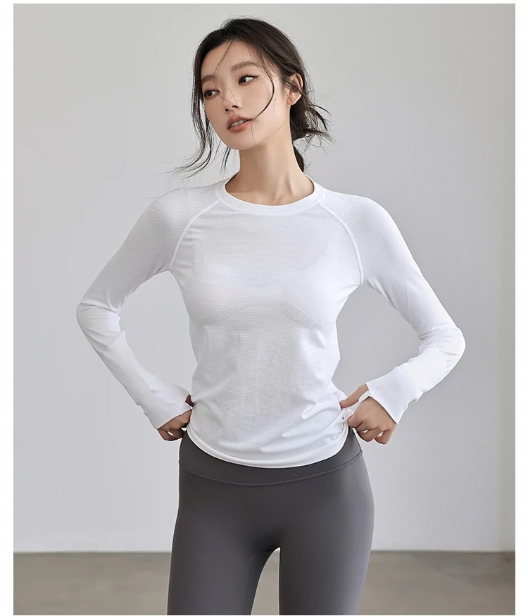 A2 Women's Yoga Top Long Sleeve Winter Autumn - Slim Fit High Stretch Crew Neck Quick Dry Workout Shirt for Running Training