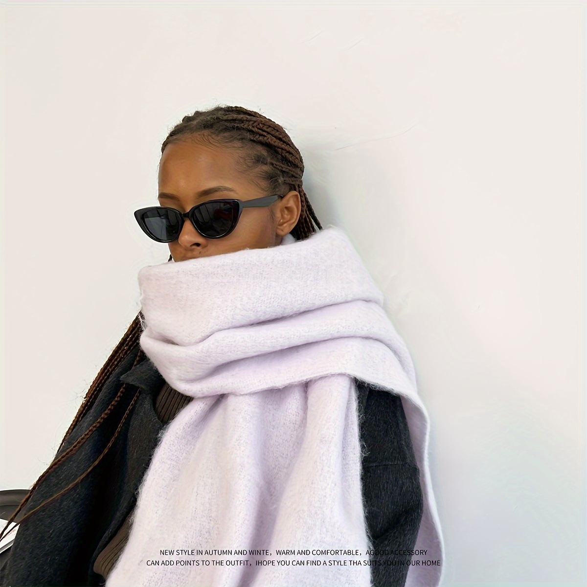 A18 2025 New Cross-Border European & American Fashion Scarf for Women - Solid Color Mohair, Trendy Stylish Warm Shawl, Wholesale