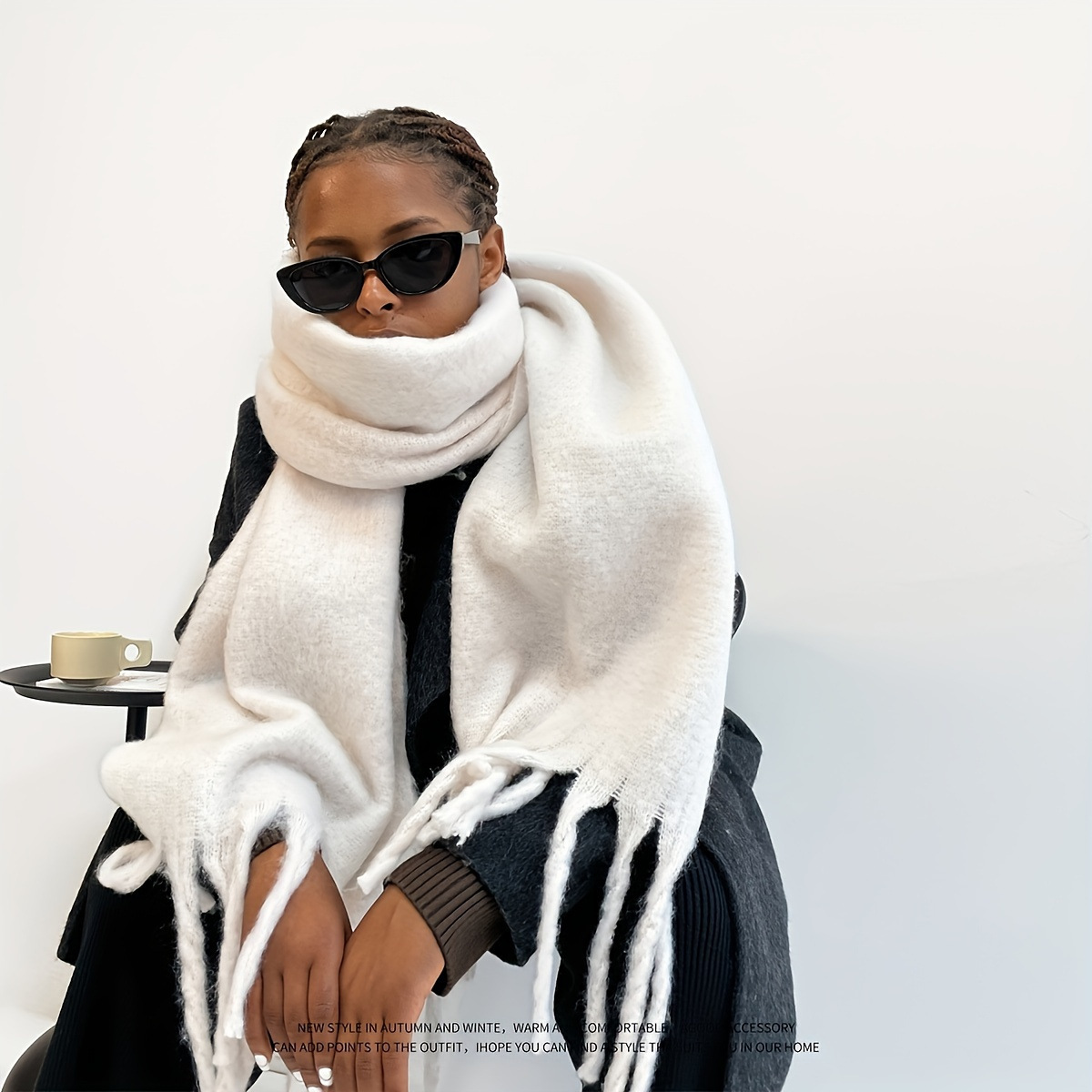 A18 2025 New Cross-Border European & American Fashion Scarf for Women - Solid Color Mohair, Trendy Stylish Warm Shawl, Wholesale