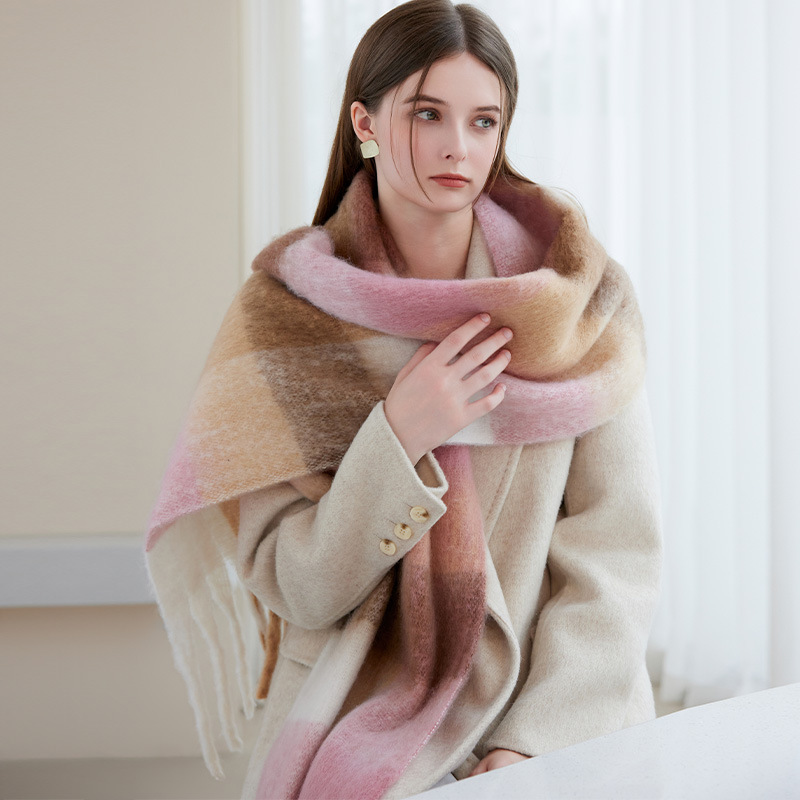 A19 Winter Cross-Border New Style Warm Thickened Scarf for Women - High Quality AC Scarf Elegant Neck Scarf Shawl Plaid