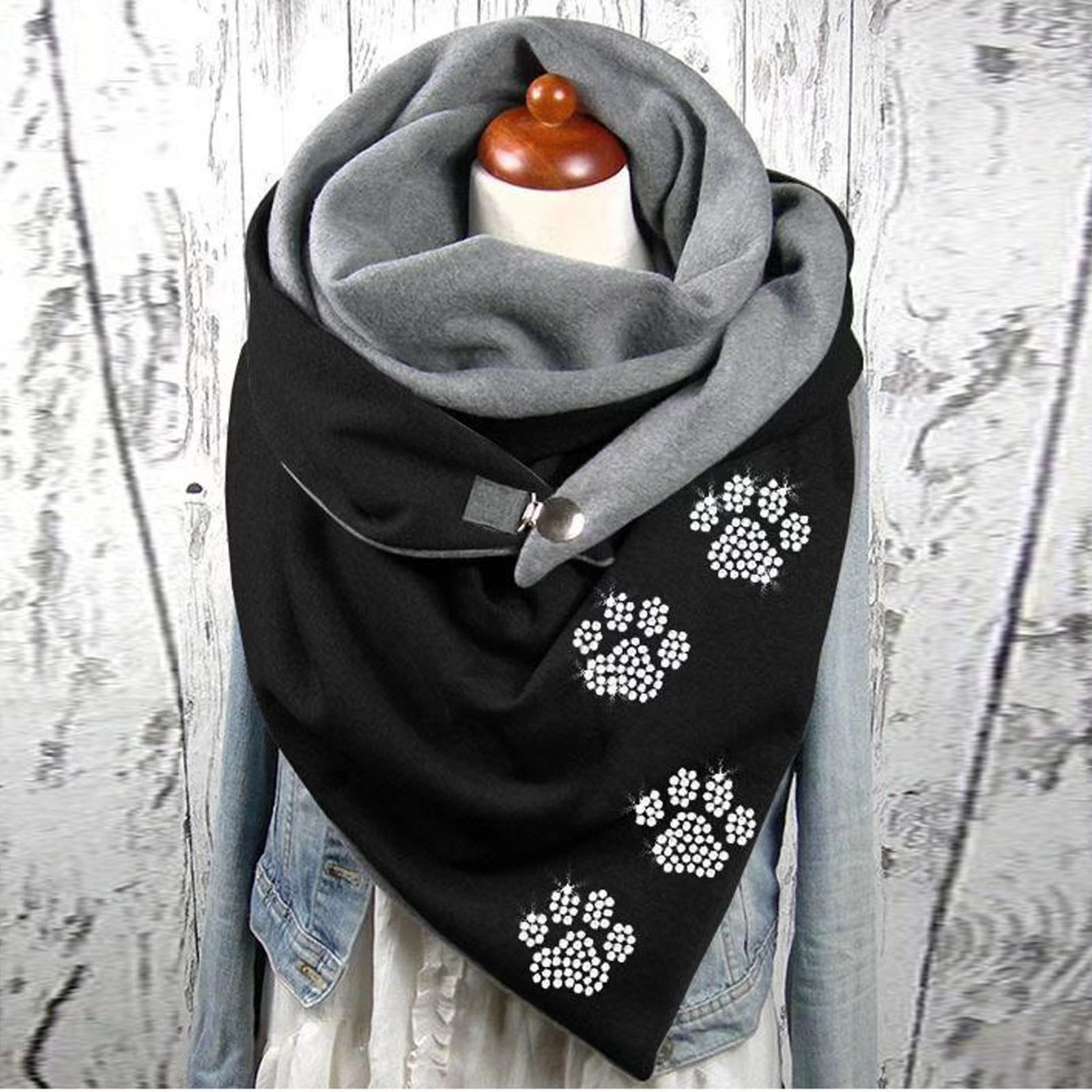 A20 0922 Foreign Trade AliExpress Amazon Women's Cotton Malaysia Warm Button Headscarf Scarf