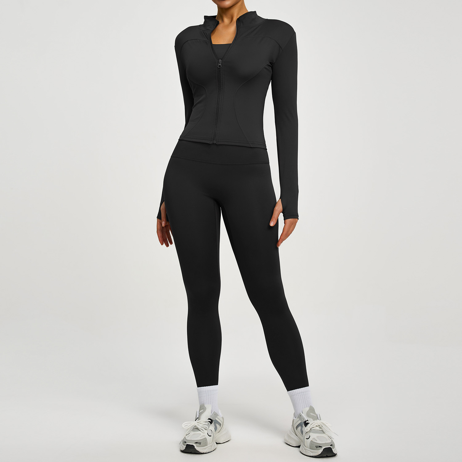 A24 Cross-Border High Elasticity Sports Suit, Slim-Fitting High-Waist Butt-Lifting 2-Piece Set for Running & Yoga