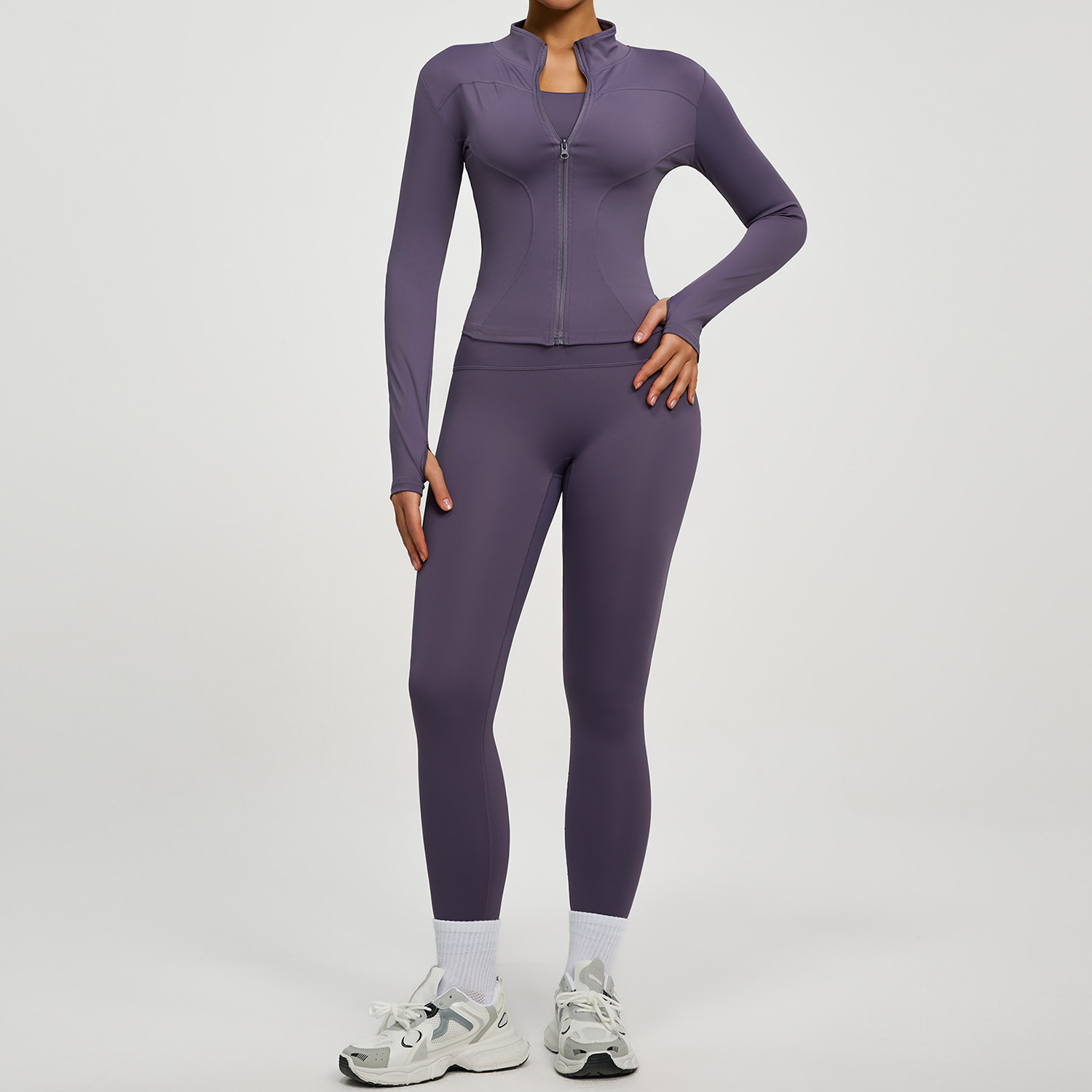 A24 Cross-Border High Elasticity Sports Suit, Slim-Fitting High-Waist Butt-Lifting 2-Piece Set for Running & Yoga