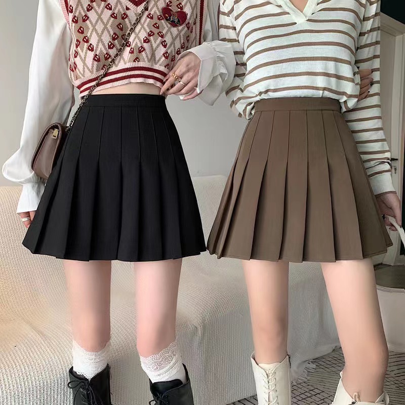 19  New style pleated skirt Korean style high-waisted A-line skirt for women spring and summer jk white autumn and winter large size plaid skirt
