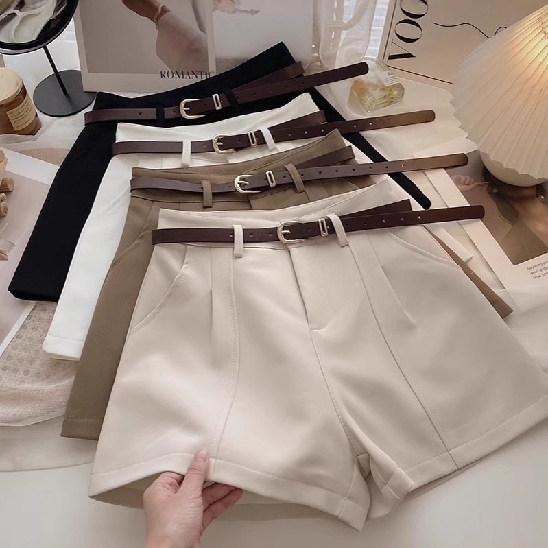 24 ` High-waisted white shorts for women spring and summer 2025 new suit wide-leg pants loose and versatile outer wear fashionable casual pants