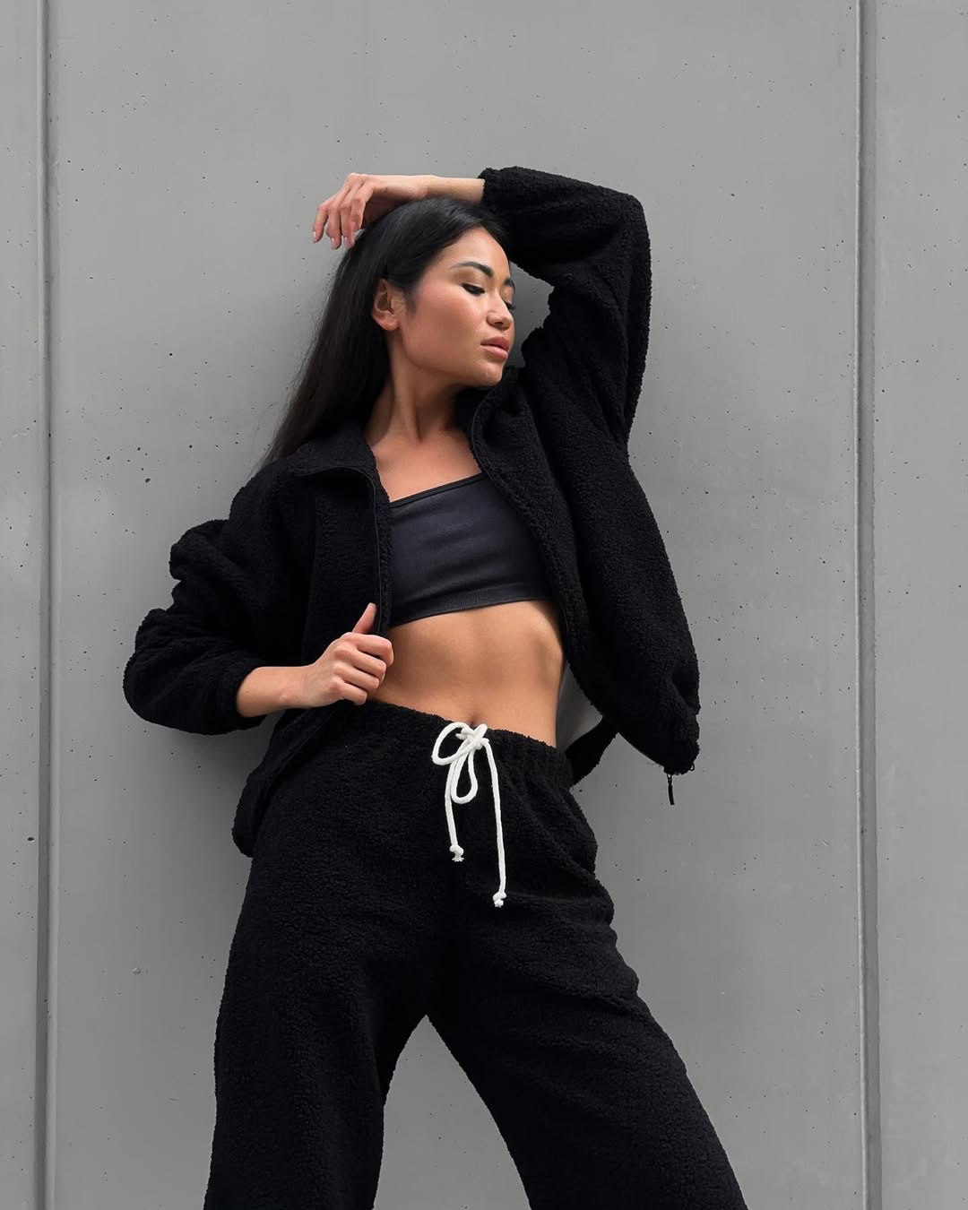 A41 Women's 2025 Autumn/Winter New Fleece Cardigan & Hoodie Set - European American Style | Cross-Border Sporty Casual Outfit