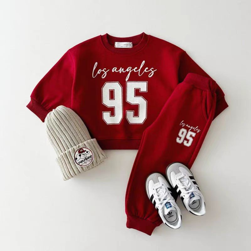 A53 Ins Korean Style Versatile Spring Autumn New Kids' Trendy Casual Sports Number Sweatshirt Set (Boys & Girls)