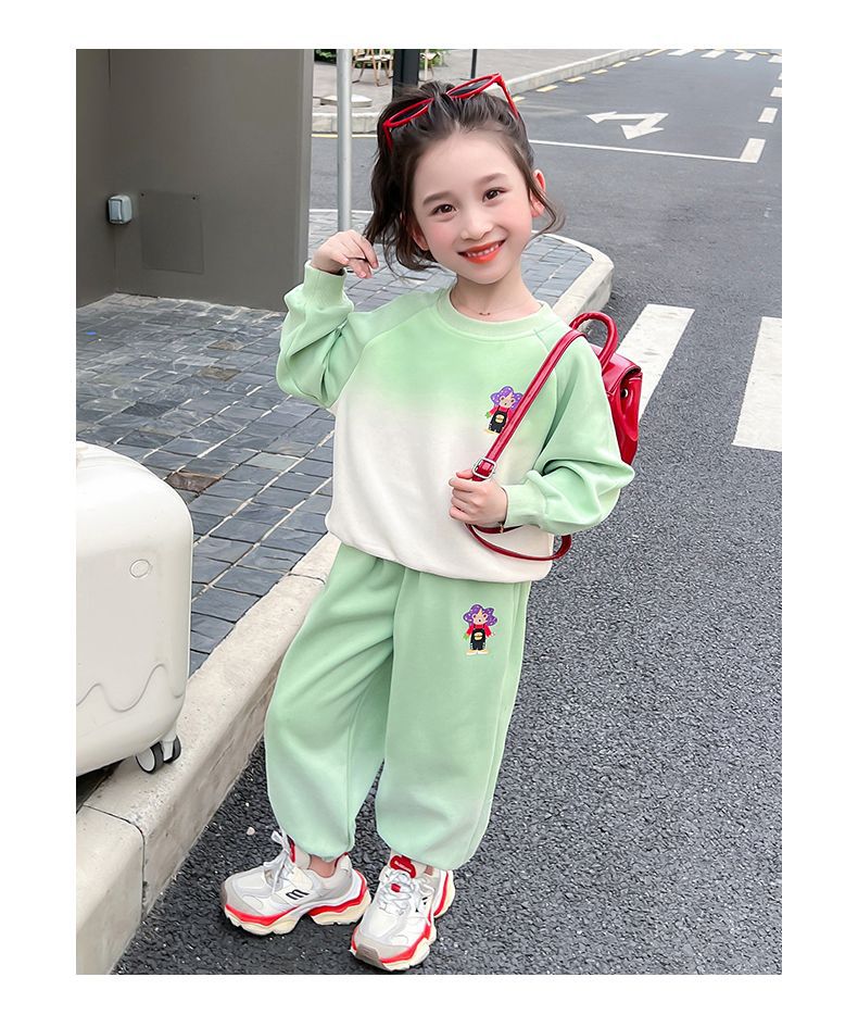 A60 Girls' Autumn Outfit 2025 New Style Toddler Little Girl Spring Autumn Fashionable Trendy Internet-Famous Casual Two-Piece Set