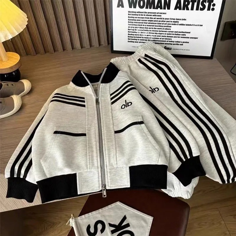 A61 Boys' Autumn Outfit 2025 New Style Spring Autumn Big & Toddler Boy Jacket Casual Clothes Trendy Fall Set