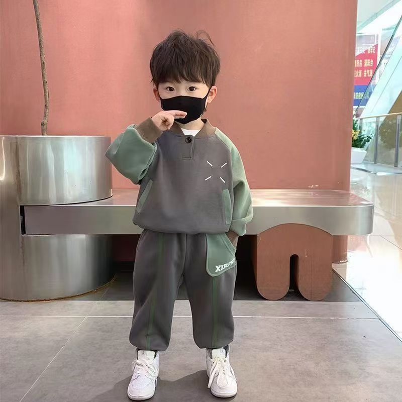 A64 Kids Fashion Sweatshirt Set 2025 New Style Boys Spring Autumn Trendy Toddler Two-Piece Outfit