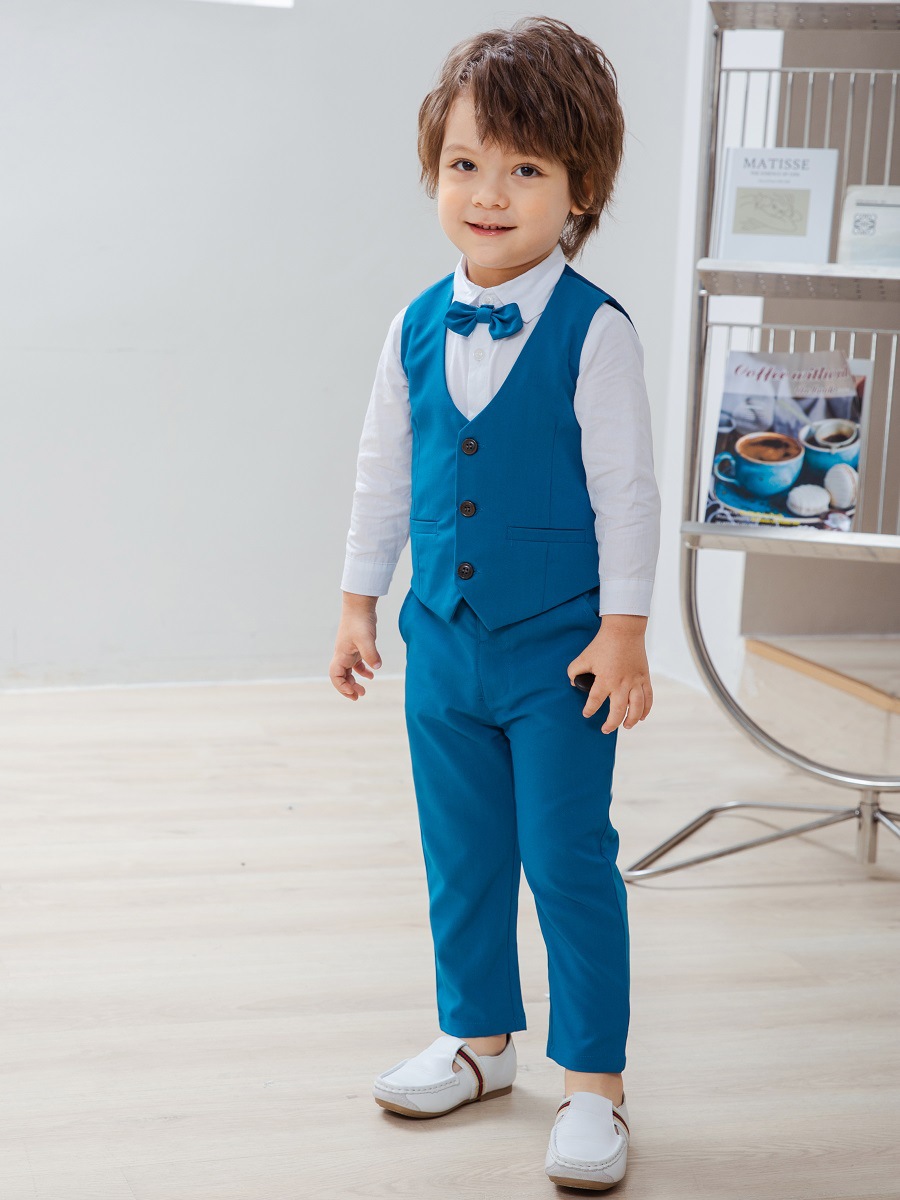 40 Boys' formal wear for various occasions: Spring style European and American children's clothing, children's gentleman's vest, slim-fit trousers, three-piece set