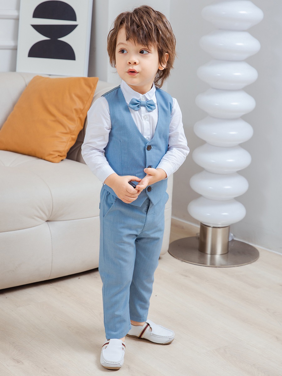 40 Boys' formal wear for various occasions: Spring style European and American children's clothing, children's gentleman's vest, slim-fit trousers, three-piece set