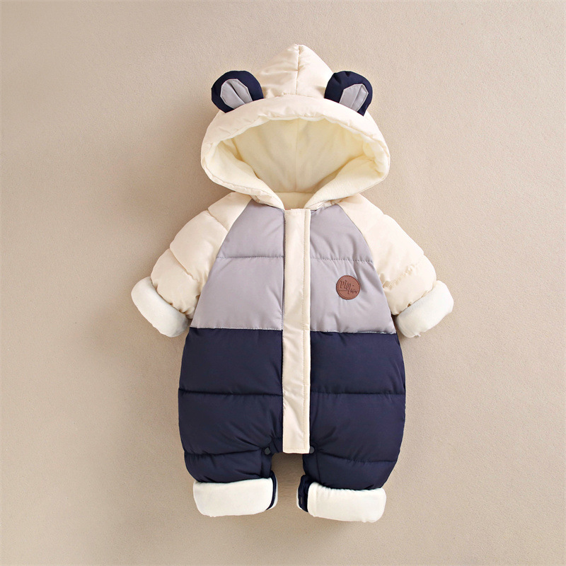 A75 Baby Down Cotton Romper Autumn Winter: Thickened Outerwear for Boys & Girls - Warm Snowsuit