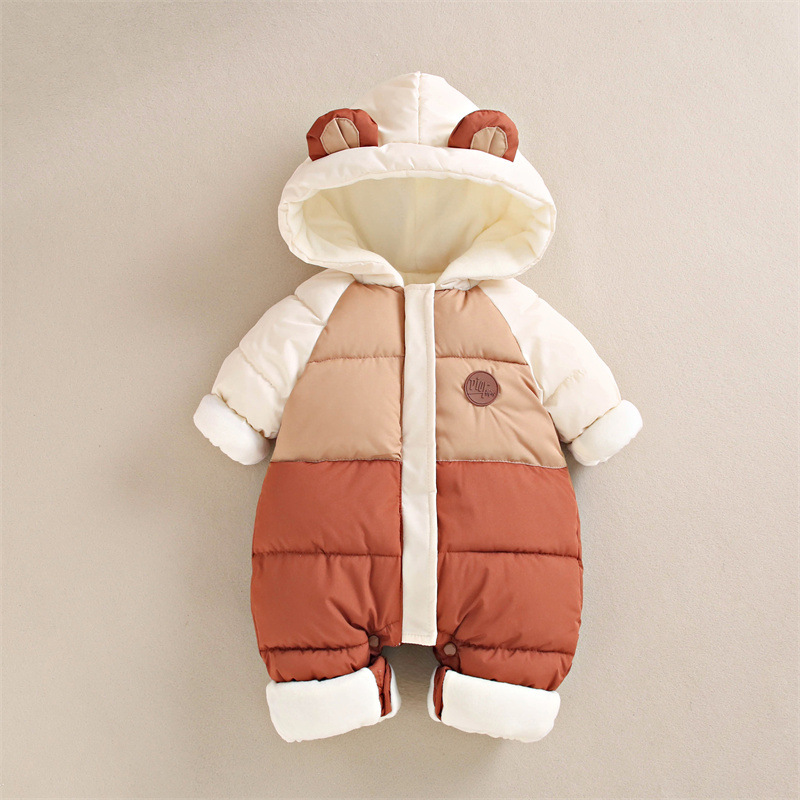 A75 Baby Down Cotton Romper Autumn Winter: Thickened Outerwear for Boys & Girls - Warm Snowsuit