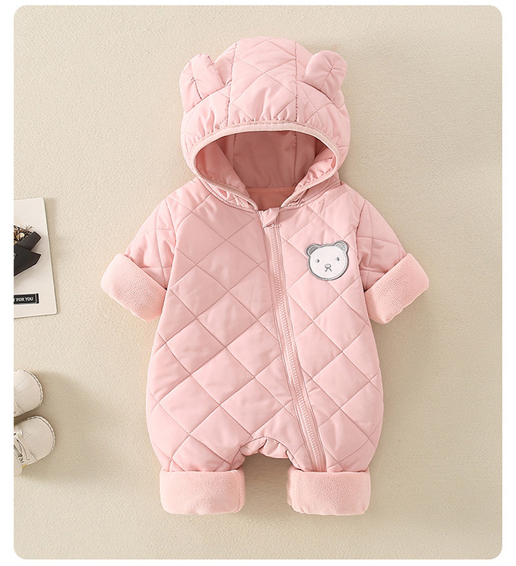 A77 Autumn Winter Baby Quilted Romper: Thickened Warm Cotton Onesies for Newborns - Outdoor Jumpsuit