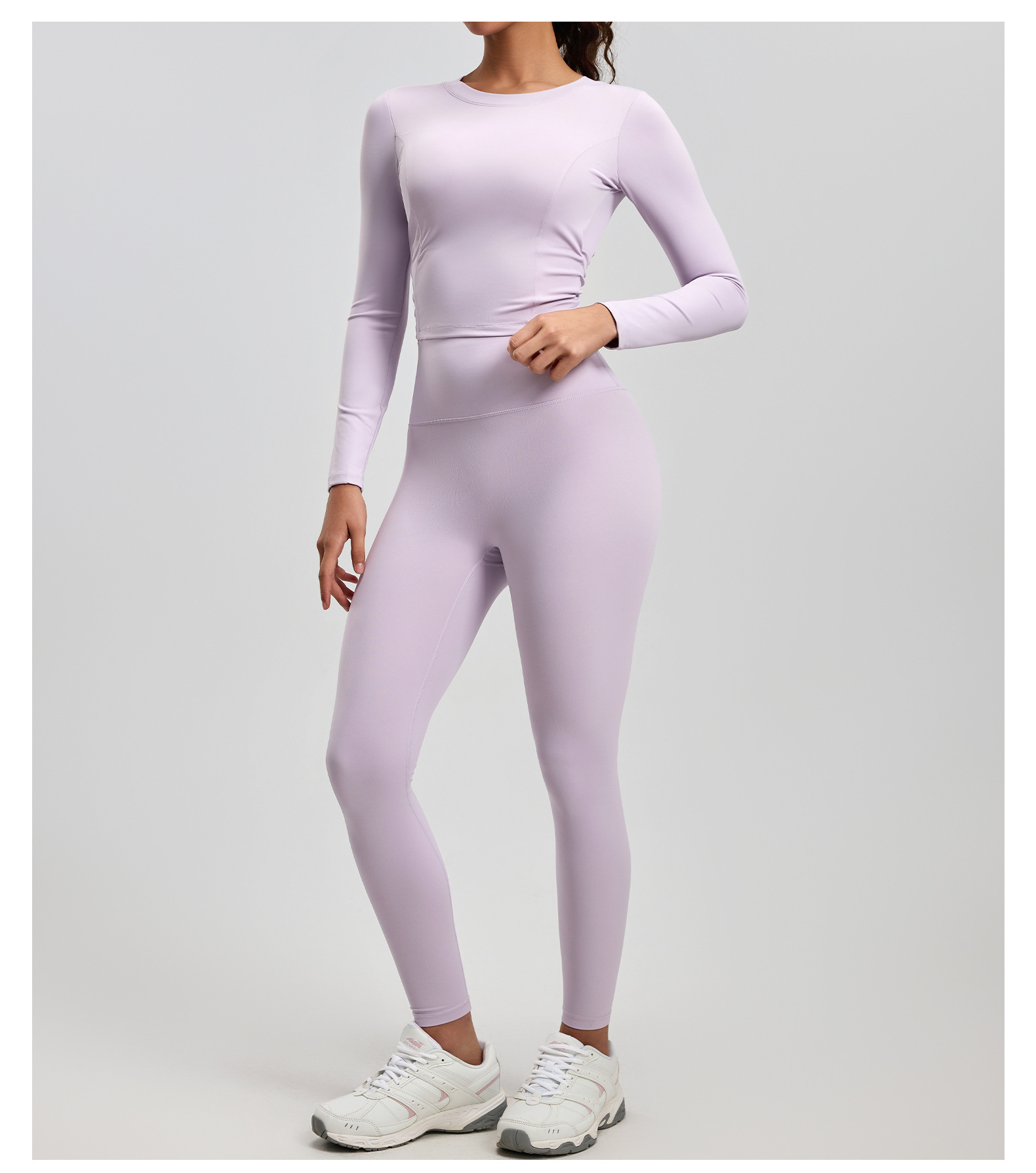 A84 Cross-Border European & American New Style Backless Yoga Top for Women - Ruched Slim-Fit Sports Shirt with Built-in Bra, Long Sleeve for Running & Fitness