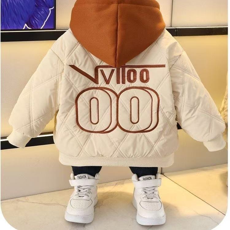 50 Boys' winter cotton-padded jacket, 2025 new style, fashionable winter cotton-padded coat, boys' cotton-padded jacket, children's winter coat, fleece-lined and thickened.