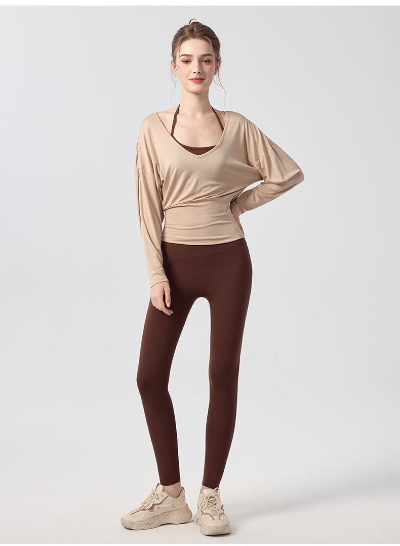 A97 Women's Lazy Vibe Long-Sleeve Yoga Top - Thin Autumn Style, Loose Pilates Oversized T-Shirt, Outerwear for Fitness