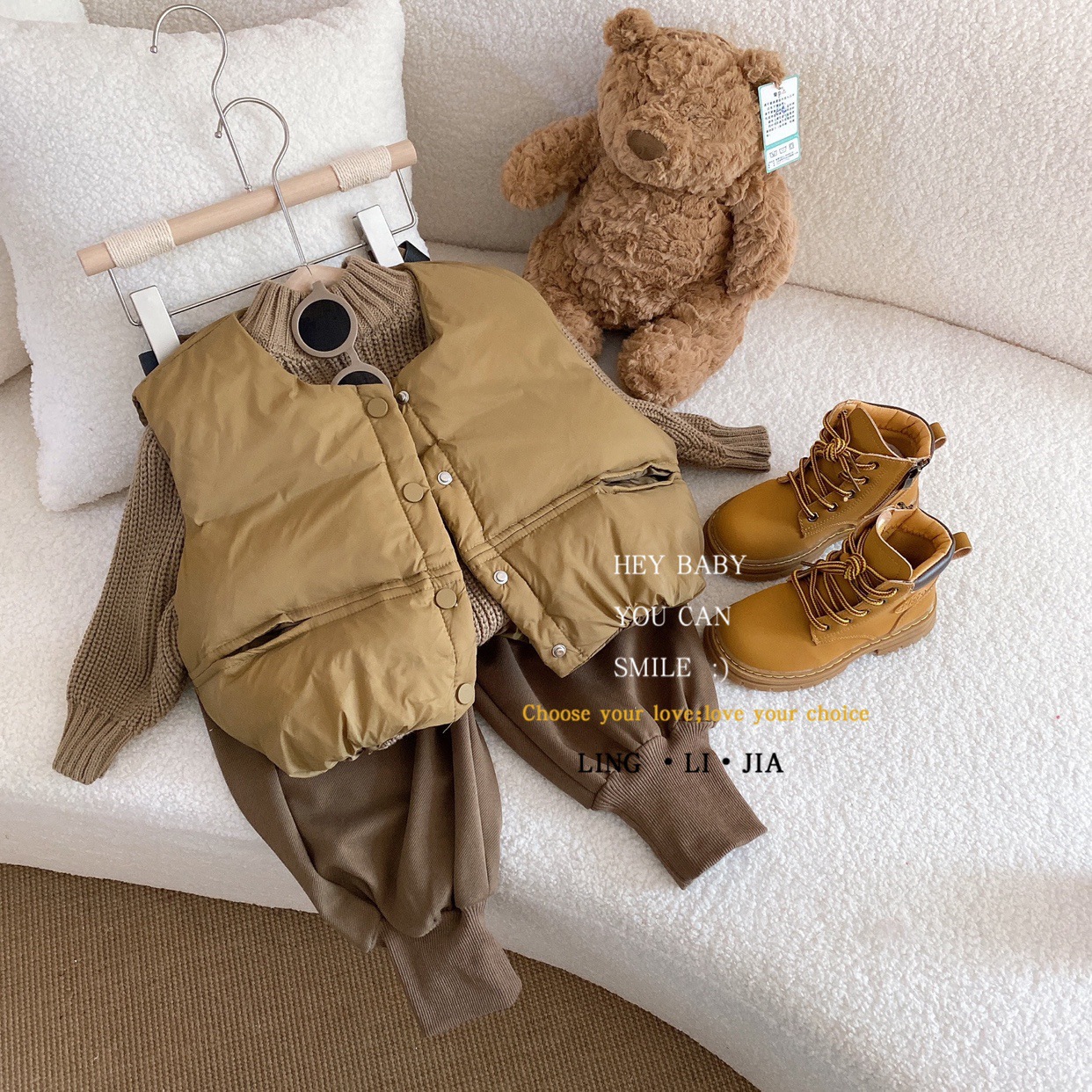 60  Ningli children's vest, thickened for autumn and winter, loose-fitting Korean style cotton vest for boys and girls, trendy outerwear.