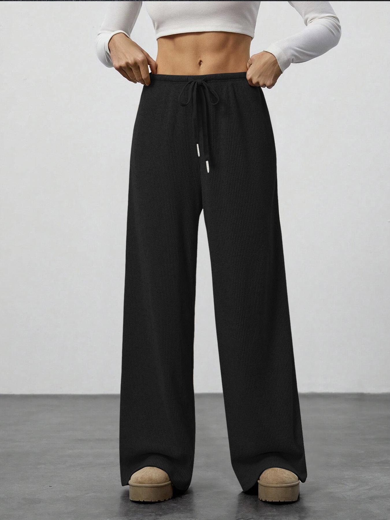 A108 Women's Casual Pants High Drape TK Amazon Spring Summer New European American Style Drawstring Wide Leg Trousers