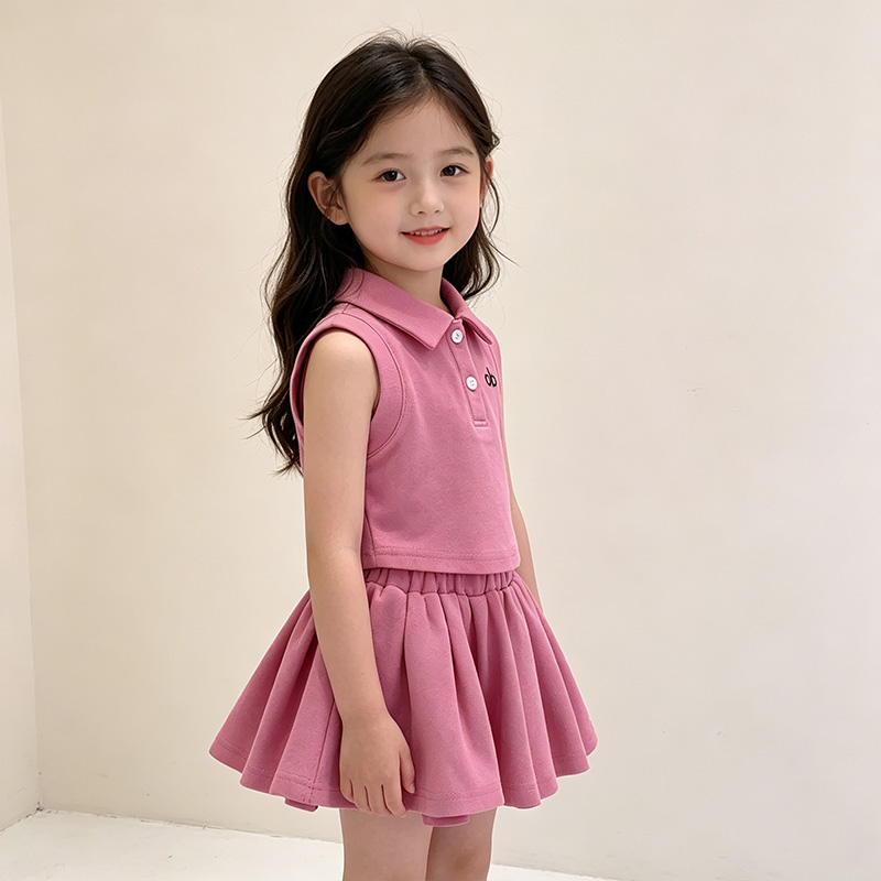 NH10   Girls' suit. Casual and fashionable children's polo collar suit