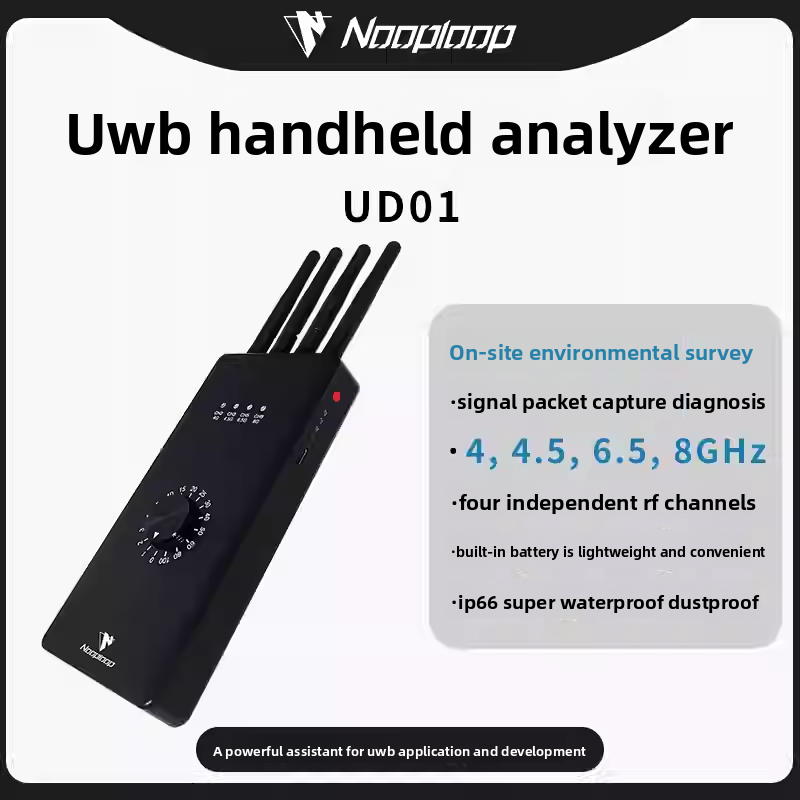 UD01 UWB handheld analyzer, ultra wideband indoor positioning, on-site survey, packet capture, diagnostic spectrum