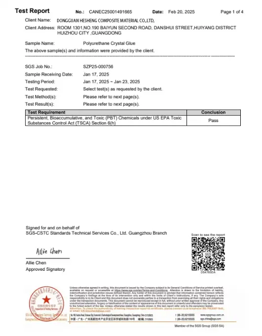 TSCA US Chemical Compliance Certificate